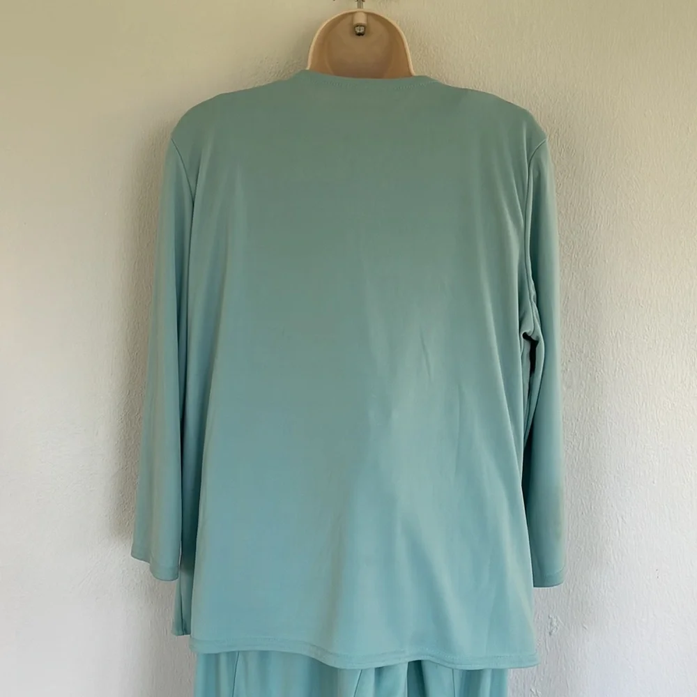 Vintage Kathy Lee blue stretch sea spray 3-piece skirt set size large